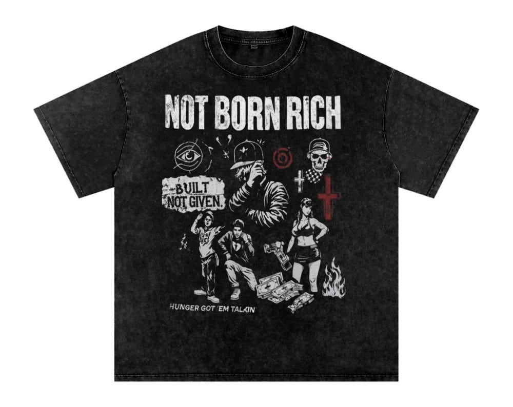 NOT BORN RICH Street Crop Goth Tee
